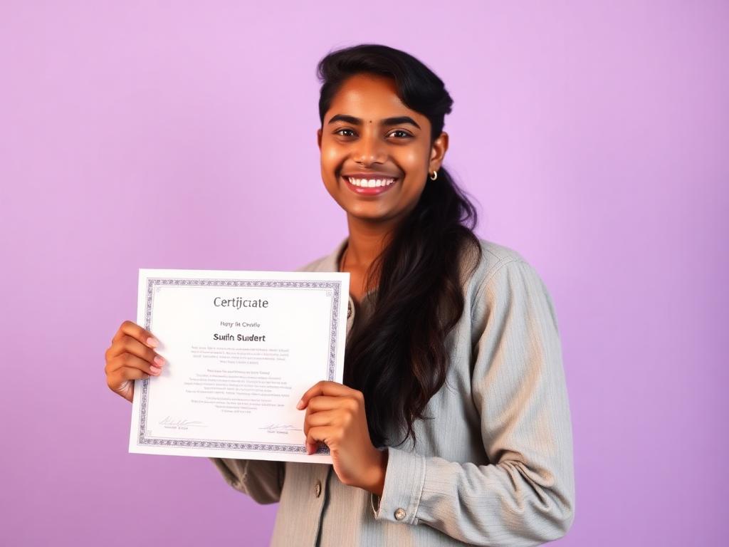 Student with certificate